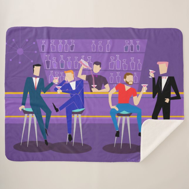 Cobertor Sherpa Bar de Gay retrô Sherpa Blanket (Frente (Horizontal))