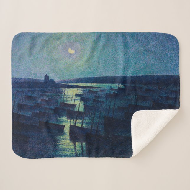 Cobertor Sherpa Barcos de pesca à Lua (Camaret, França) (Frente (Horizontal))