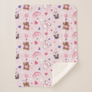 Cobertor Sherpa Bare Bears - Padrão de Corações Namorados