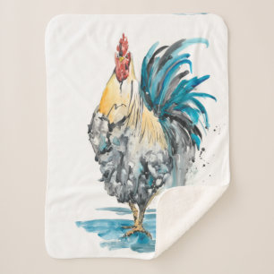 Cobertor Sherpa Barra do Rooster - Retrato de Aquarela