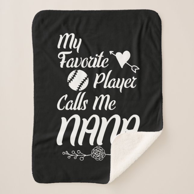 Cobertor Sherpa Baseball Shirt My Favorite Player Call me nana (Frente)