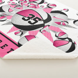 Cobertor Sherpa basquete preto rosa esferas estrelas esportes rapa