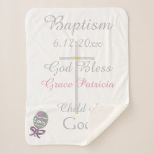 Cobertor Sherpa Batismo Cruzado Rapariga Rosa Midro