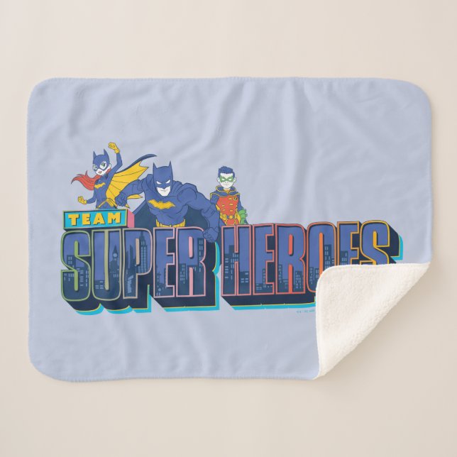 Cobertor Sherpa Batman | Super Heróis da Equipe (Frente (Horizontal))