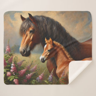 Cobertor Sherpa Bay Mare com uma pintura de flores selvagens de Fo