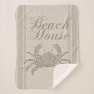 Cobertor Sherpa Beach House Carab Seashore Coastal Vintage