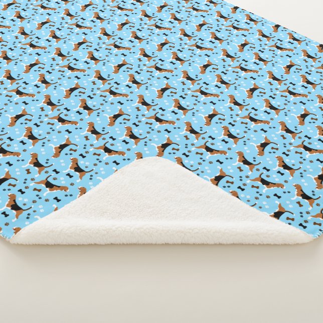 Cobertor Sherpa Beagles Dog Patterno Blue (3/4)