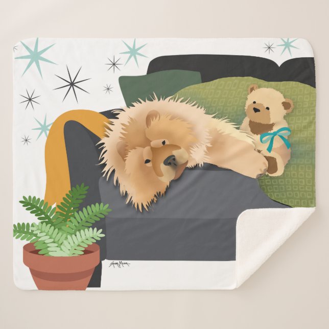 Cobertor Sherpa BEARY AWAKE - CHOW sherpa blanket (Frente (Horizontal))