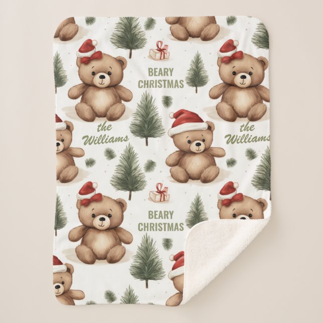 Cobertor Sherpa Beary Christmas (Frente)