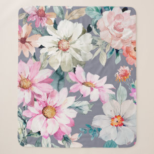 Cobertor Sherpa Beautiful flowers and leaves paintedart,flower,abs