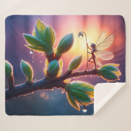 Cobertor Sherpa Beautiful spring nature with miniature pixie art