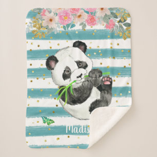 Cobertor Sherpa Bebê Adorável Personalizado, Panda Sherpa Blanket