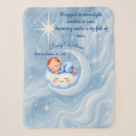 Cobertor Sherpa Bebê Chá Convidar Estrelas à Lua Aquarela