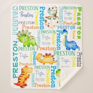 Cobertor Sherpa Bebê dinossauro nome personalizado de meninos