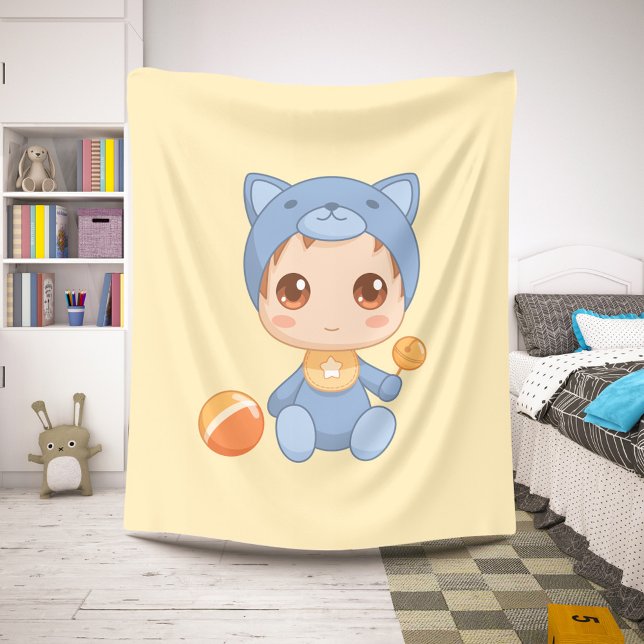 Cobertor Sherpa Bebê Menina Gato Jumpestuque Amarelo (Criador carregado)