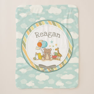 Cobertor Sherpa Bebê Personalizado Ursa Girafa - Borracha Ducky