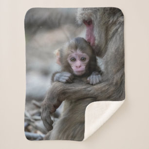 Cobertor Sherpa Bebês Mais Pobres Macaco japonês e bebê