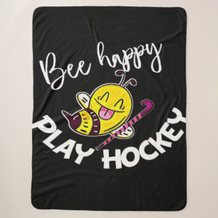 Cobertor Sherpa Bee Happy Toca Hockey Bee Gifts, Eu Amo Bee Honey