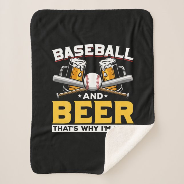Cobertor Sherpa Beer Drinker Baseball Beer Humor Birthday (Frente)