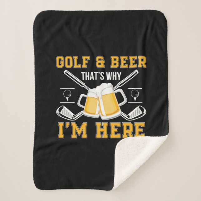 Cobertor Sherpa Beer Drinker Golf And Beer Birthday (Frente)