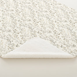 Cobertor Sherpa Bege Creme Cinza Marrom Folhas Botânicas Neutro