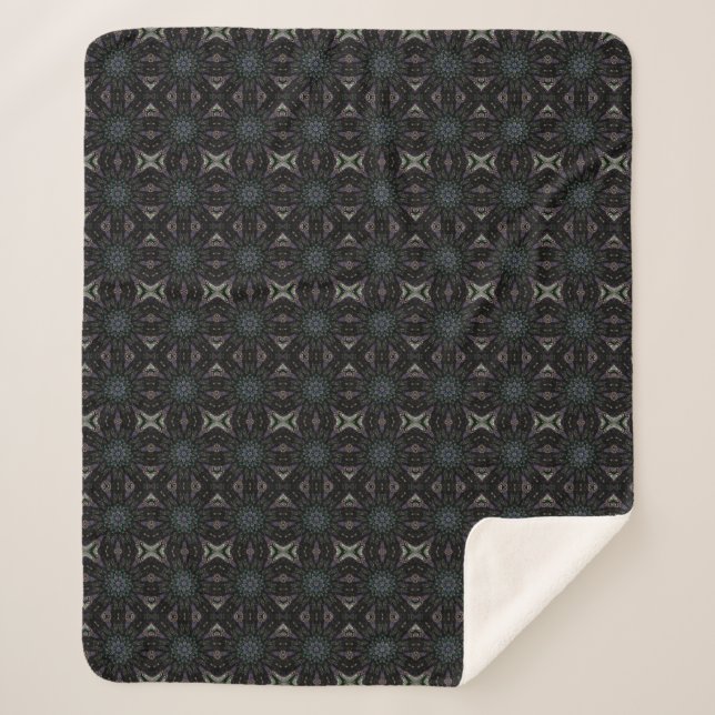 Cobertor Sherpa bege roxo design, geométrico (Frente)