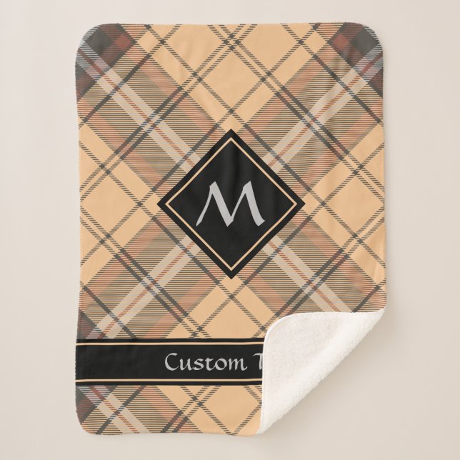 Cobertor Sherpa Beige e Brown Tartan (Frente)