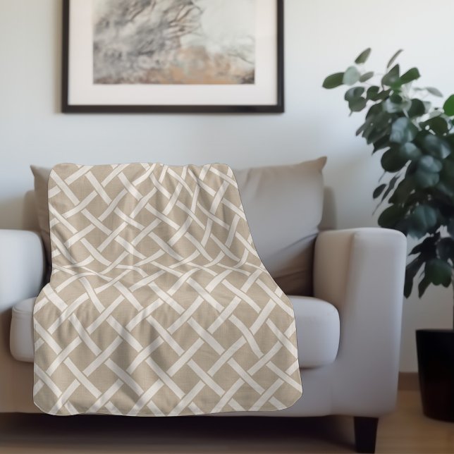 Cobertor Sherpa Beige e Ivory Lattice | Farmhouse Moderna (Criador carregado)