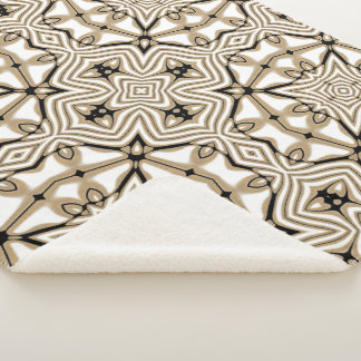 Cobertor Sherpa Beige Taupe Brown Black White Tribe Art