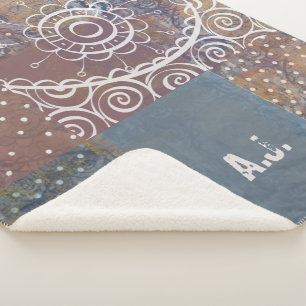 Cobertor Sherpa Bela arte, azul-marrom, industrial, cobre