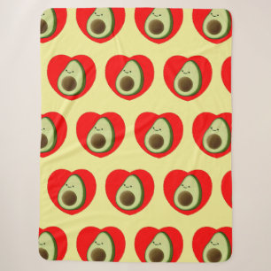 Cobertor Sherpa Bela Caricatura De Avocado No Coração Vermelho