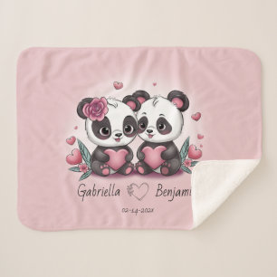 Cobertor Sherpa Bela Caricatura Panda Amava o Dia do Namorados Car