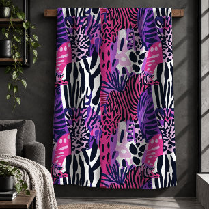 Cobertor Sherpa Bela Cobertura de Pele de Tigre Leopardo Rosa Mage