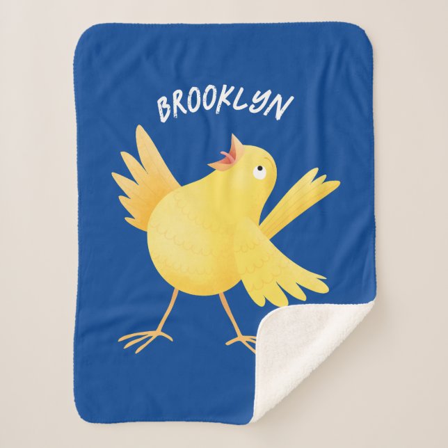 Cobertor Sherpa Bela fotografia de pássaro canário amarelo cantand (Frente)