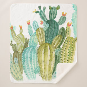 Cobertor Sherpa Bela vintagem cactos, suculentos, cactus bloomi