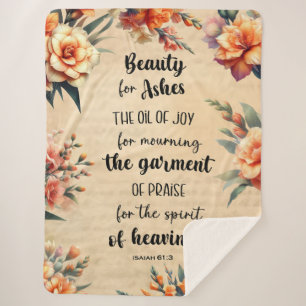 Cobertor Sherpa Beleza Para Ashes, Isaiah 63:1, Cristão Floral