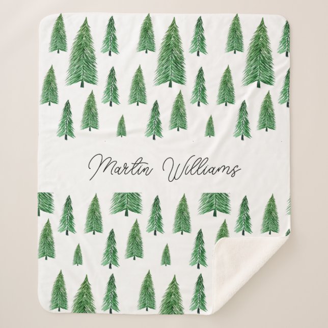 Cobertor Sherpa Beleza personalizada do país de férias de inverno (Frente)