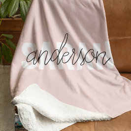 Cobertor Sherpa Beleza Rosa Moderna Pastel Personalizada Seu Nome