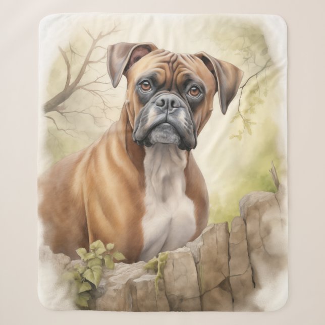 Cobertor Sherpa Belo Cachorro Boxer (Frente)