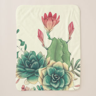 Cobertor Sherpa Belo Cacto Com Flor