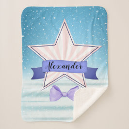 Cobertor Sherpa Belo Gráfico Pastel com Crachá Estrela