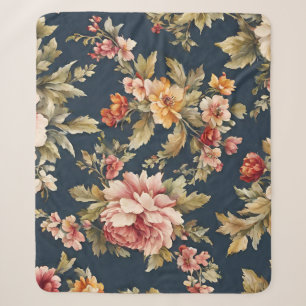 Cobertor Sherpa Belo Padrão Floral Italiano
