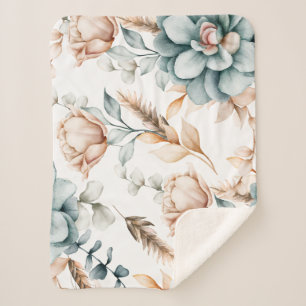 Cobertor Sherpa Belo padrão floral sem costura com vinheta