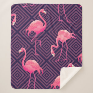 Cobertor Sherpa Belo padrão tropical sem costura com flam rosa