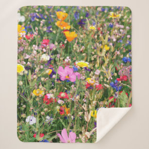 Cobertor Sherpa belo prado colorido de flores silvestres