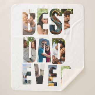 Cobertor Sherpa Best Dad Ever | Photo Collage Placeholder Template