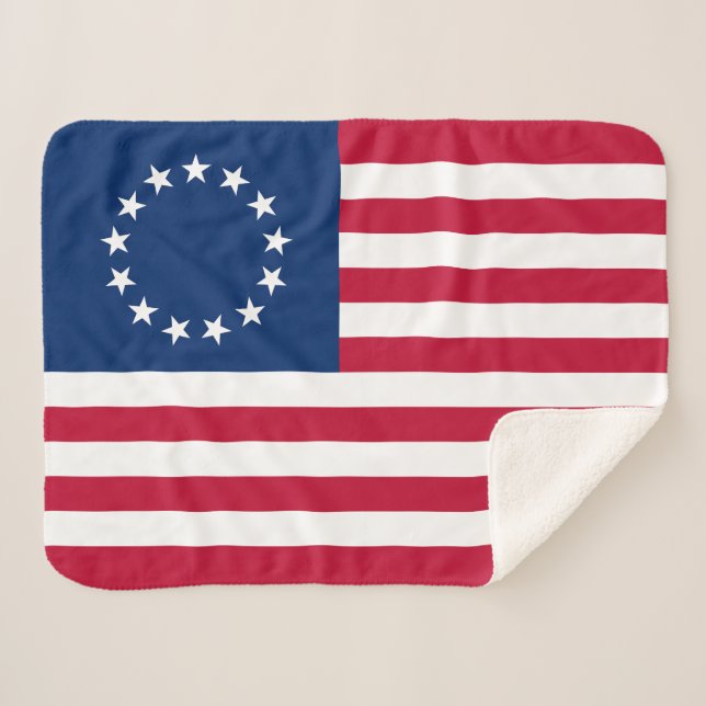 Cobertor Sherpa Betsy Ross American Flag (Frente (Horizontal))