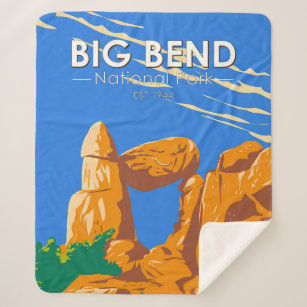 Cobertor Sherpa Big Bend National Park Balanced Rock Vintage