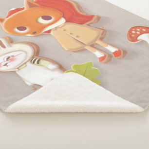 Cobertor Sherpa Biscoitos decorados com animais de madeira