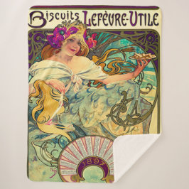 Cobertor Sherpa Biscoitos Lefevre-Utile por Alphonse Mucha (1896)